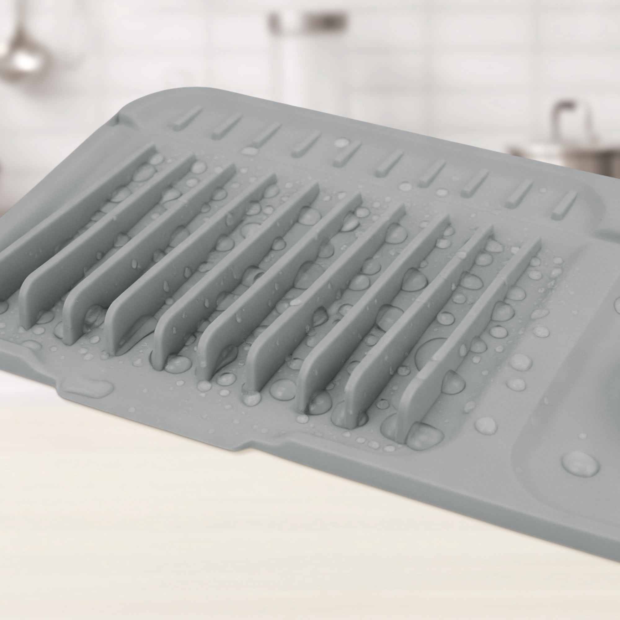 Unique Bargains Sink Splash Guard Mat with Adjustable Button Dark Gray 17.7*5.5*0.8 inch