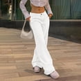 thumbnail image 5 of ClodeEU Women's Low Rise Straight Leg Jeans ,Loose Fit Vintage Streetwear Denim Pants White,Womens Plus XXL, 5 of 8