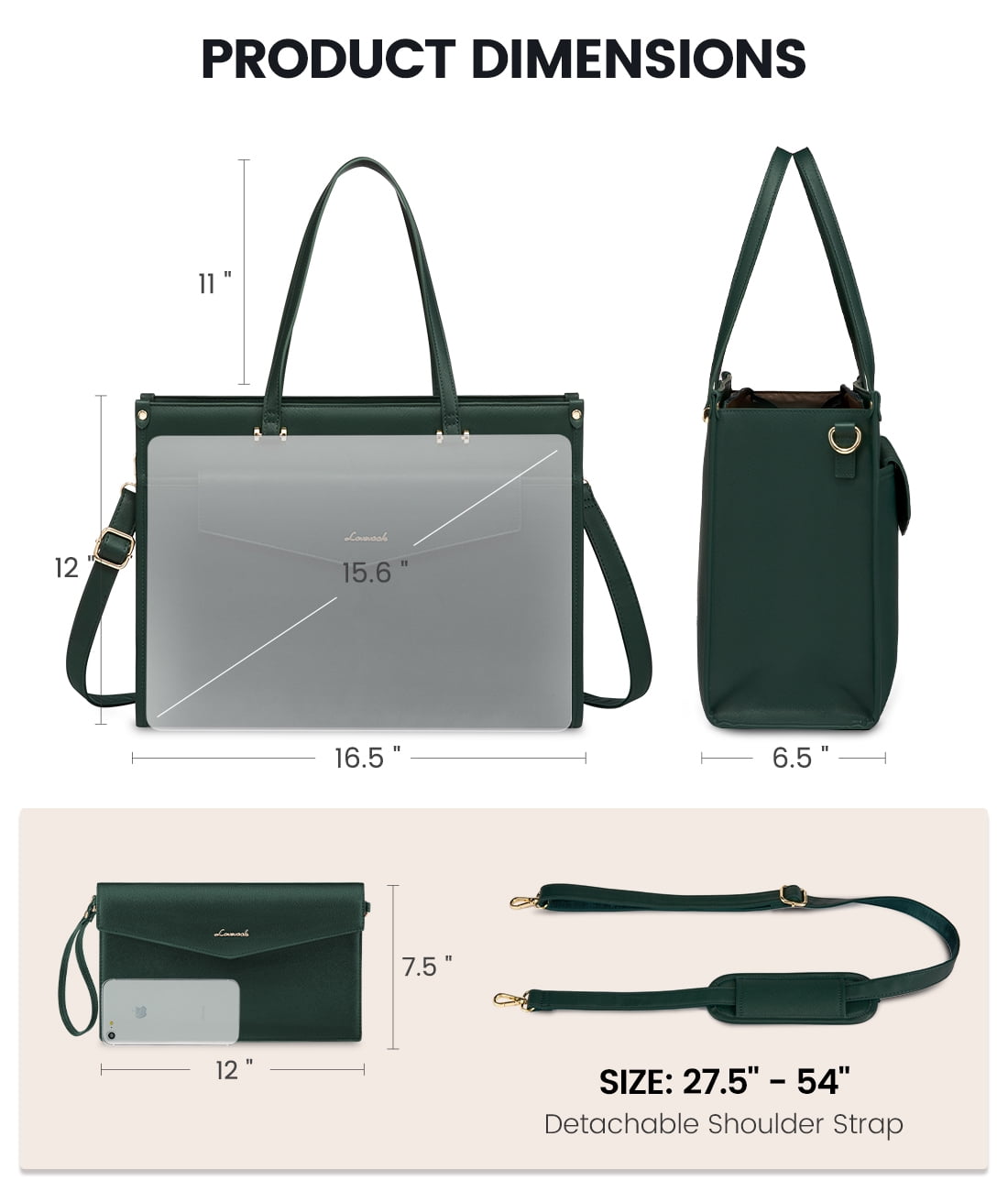 Lovevook Laptop Tote Bag for Women,PU Leather Teacher Nurse Office Ladies Work Bag,Classy Anti-Thief Women Handbags Shoulder Bags-Large