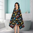 thumbnail image 6 of Multicolor Controllers Games Text Black Pattern Hooded Bath Towel，50"x30" for Ages 3 To 12 Kids, Quick Dry Lightweight Soft Microfiber Hood Beach Towel Cover Up for Kids, 6 of 7