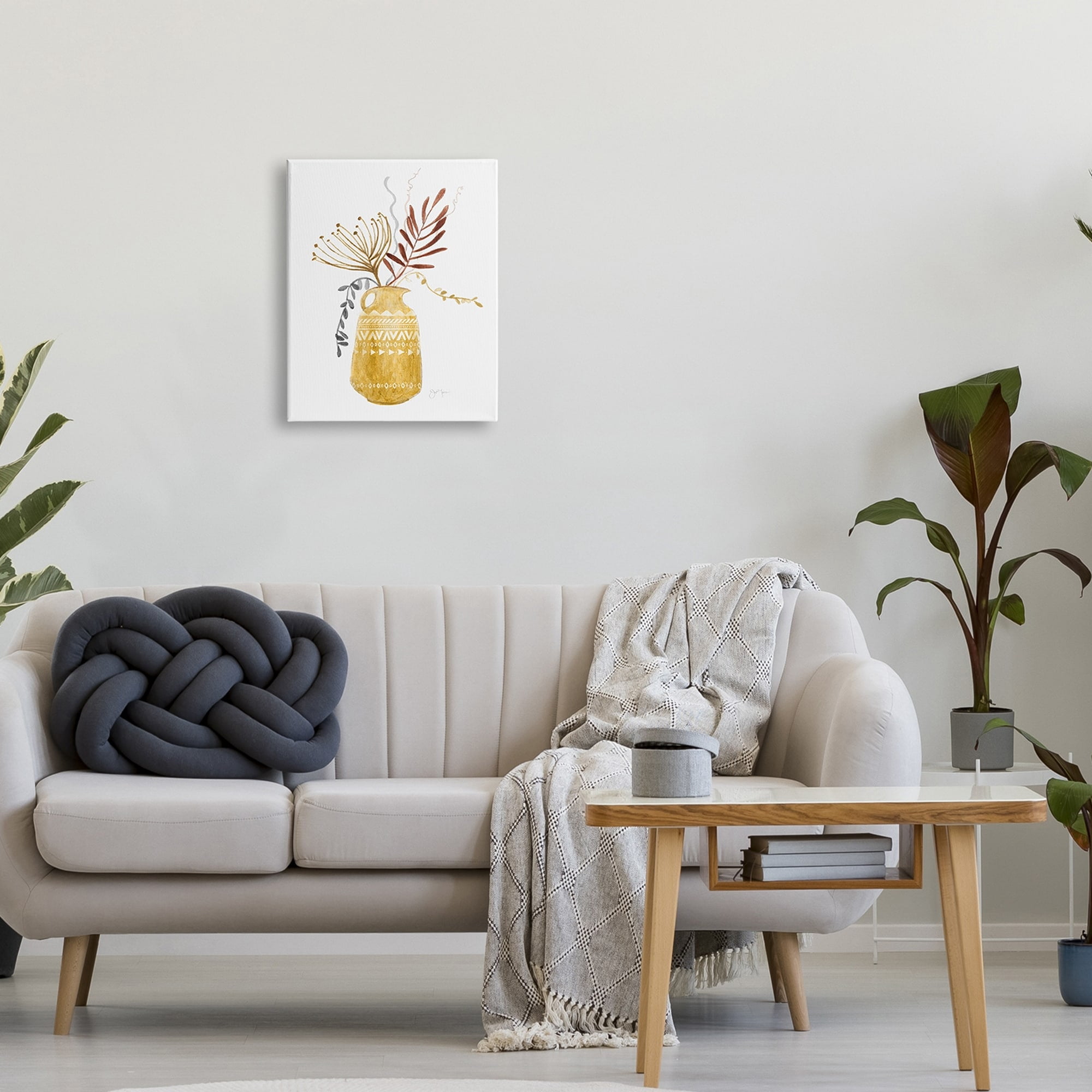 Stupell Industries Boho Botanical Still Life Geometric Aztec Patterned Vase,16 x 20, Design by Tava Studios