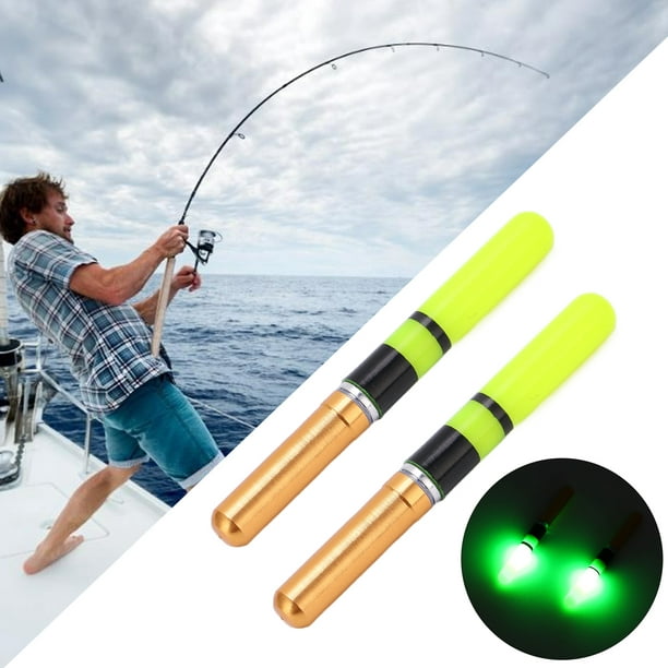 Night Fishing Bobber, Vertical 2pcs Luminous Bright Light Fishing Floats  With Battery For Outdoor Activities Gold 