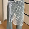 thumbnail image 3 of vlrwzc Womens Lace Maxi Skirt Sweet Pattern Sheer Mesh Tie Up Maxi Skirt Summer High Low Asymmetrical Sheer Y2K Sexy Beach Cover-up, 3 of 7