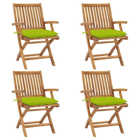 vidaXL Folding Patio Chairs with Cushions 4 pcs Solid Teak Wood