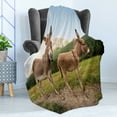 thumbnail image 4 of Donkey Soft Flannel Fleece Throw Blanket, 2 Donkeys Standing on the Meadow in Dolomites Italy Mediterranean Countryside, Cozy Plush for Indoor and Outdoor Use, 60" x 80", Multicolor, by Ambesonne, 4 of 5