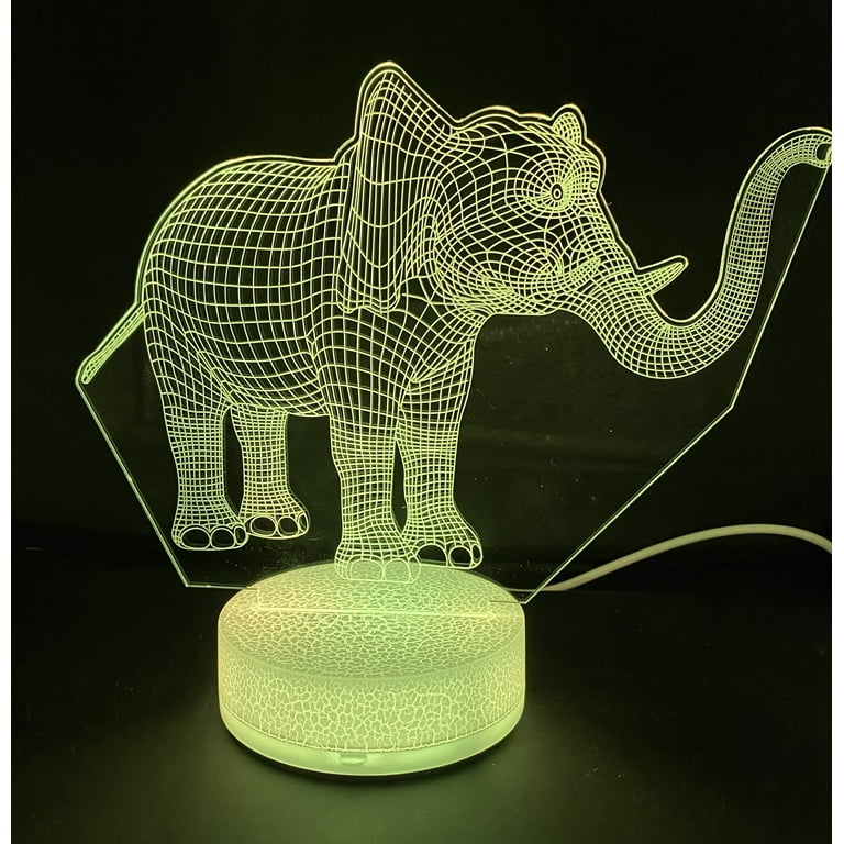 ◆BLUE ELEPHANT◆ ZENON black green Elephant Trunk Up 3D Night Light Multi Color Changing
