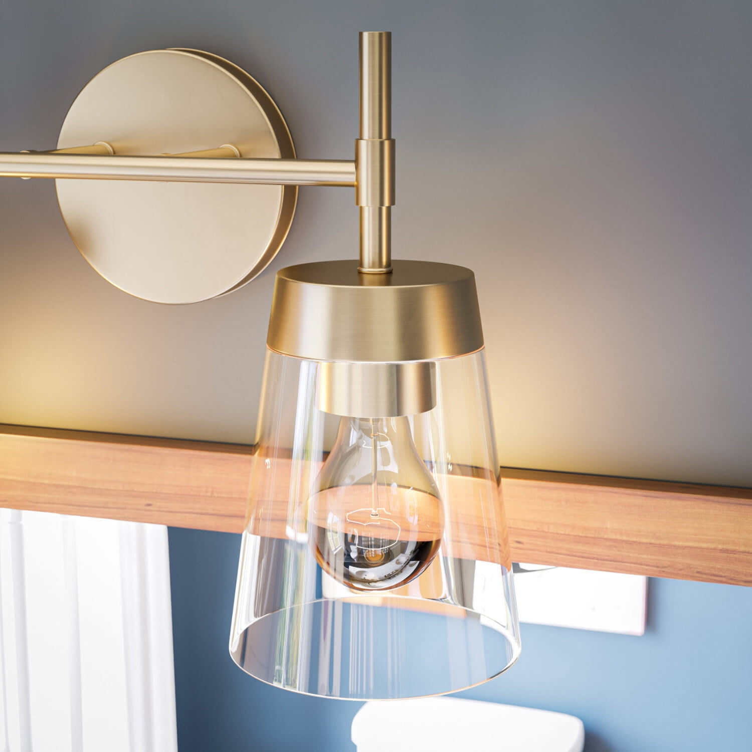 Kenroy Home Delgado 15'' Vanity Light 2-Light Wall Light Fixture Transitional Table Light Fixture for Bathroom, Hallway, or Office, Antique Brass