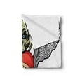 thumbnail image 2 of Tattoo Soft Flannel Fleece Throw Blanket, Angel Wings Skull and Heart Full of Blood Real Love Image, Cozy Plush for Indoor and Outdoor Use, 60" x 80", Red White and Black, by Ambesonne, 2 of 5