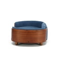 thumbnail image 6 of Pefilos 30" Pet Sofa for Indoors Dogs, Cat and Dog Bed with Solid Wood Legs and Walnut Bent Wood Back, Cashmere Cushion, Blue, 6 of 9