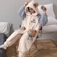 thumbnail image 1 of Pyjamas d'Automne et d'Hiver pour Femmes Fraises Corail Velours Pyjamas Confortables en Coton Velours Longs Pyjamas Épaissis, 1 of 7