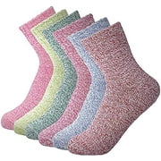 Footfox Women's Wool-blend Socks, 6 Pack Casual Crew Socks mixed color, Sizes 5 - 9