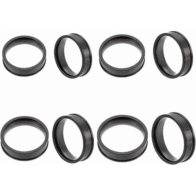 Anillo de dedo ranurado negro de 4 piezas, redondo, vacío, de acero inoxidable, ancho, sencillo y moderno, para mujeres y hombres, joyería DIY.