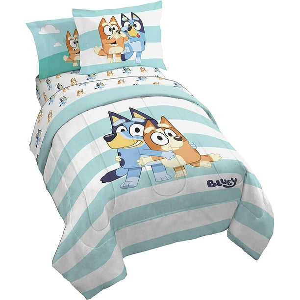 LUNX Bluey & Bingo 5 Piece Twin Size Bed Set - Includes Comforter ...