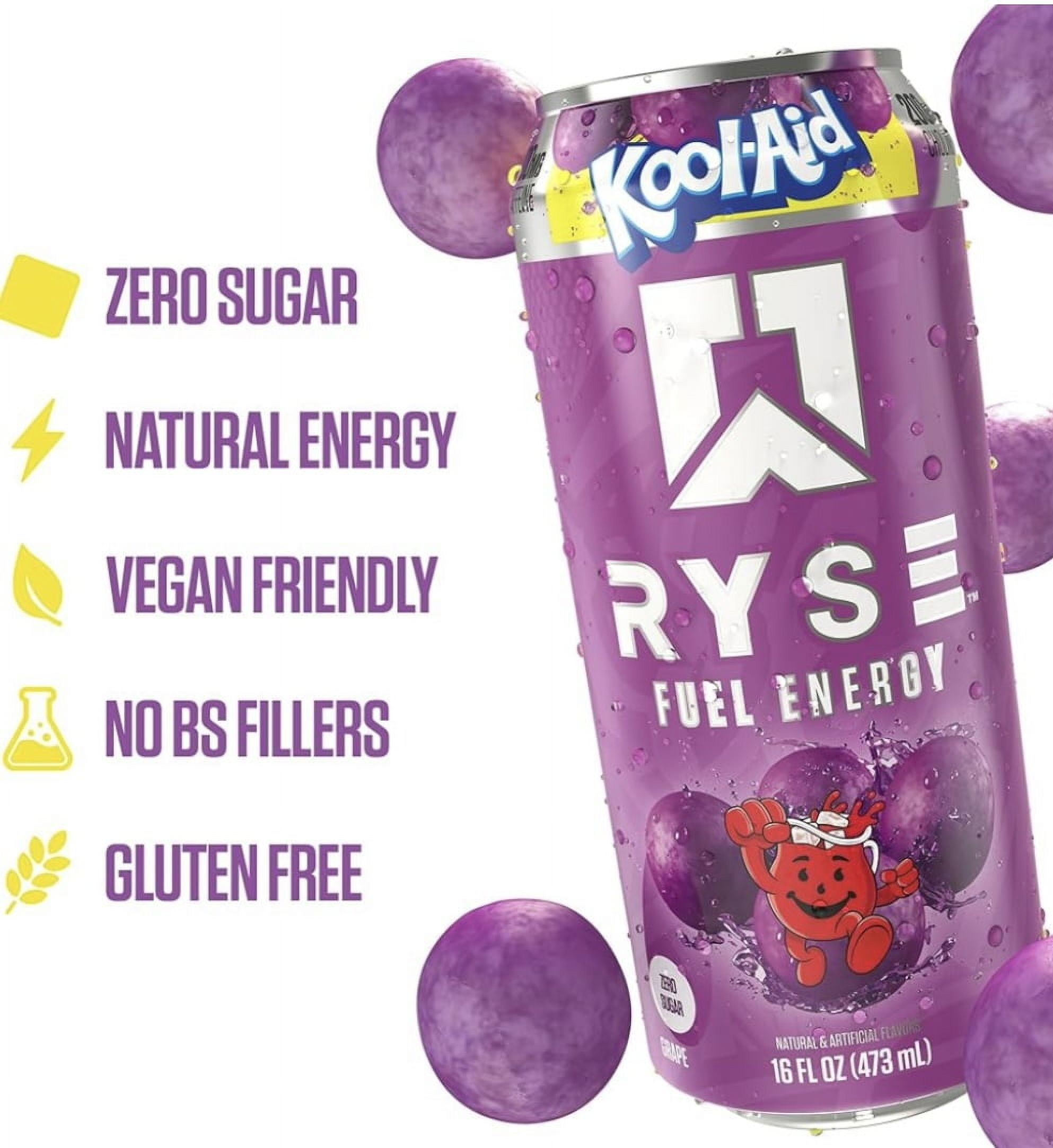 RYSE Energy Kool Aid Grape Energy Drink, 16oz Can, Sugar Free