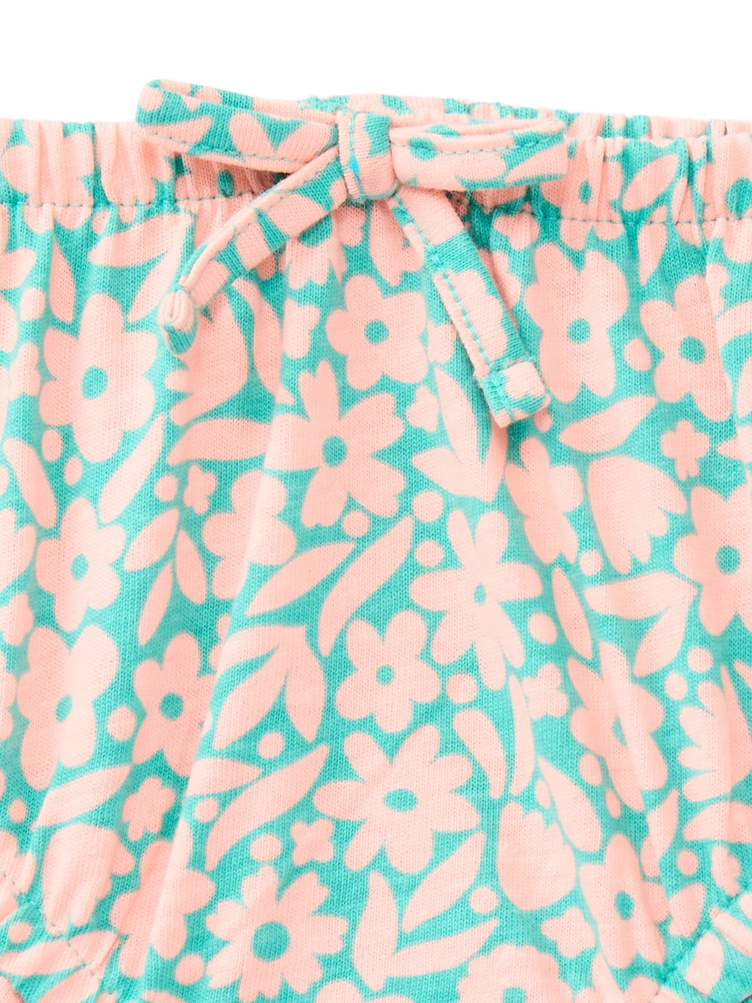 Wonder Nation Baby Girl Bloomer Shorts, Green Waterfall Floral, Sizes 0-24 Months