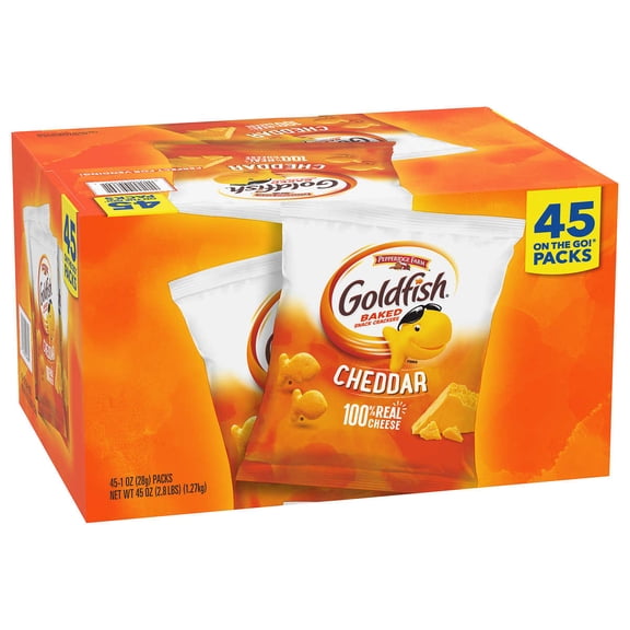 Pepperidge Farm Goldfish Cheddar Crackers, 1 oz. Snack Packs, 45-Count Multi-Pack Box