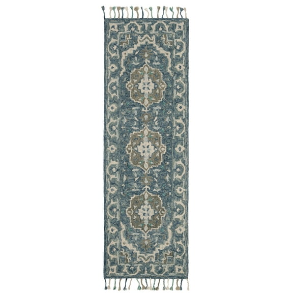 SAFAVIEH Aspen Melvin Southwestern Wool Runner Rug, Dark Blue/Grey, 2'3" x 11'7"