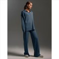 thumbnail image 4 of Conjuntos de Dos Piezas para Mujer, Sudadera de Larga con Cuello en V y Pantalones Anchos, Conjuntos de Chándal para Estar en Neblina S, 4 of 10