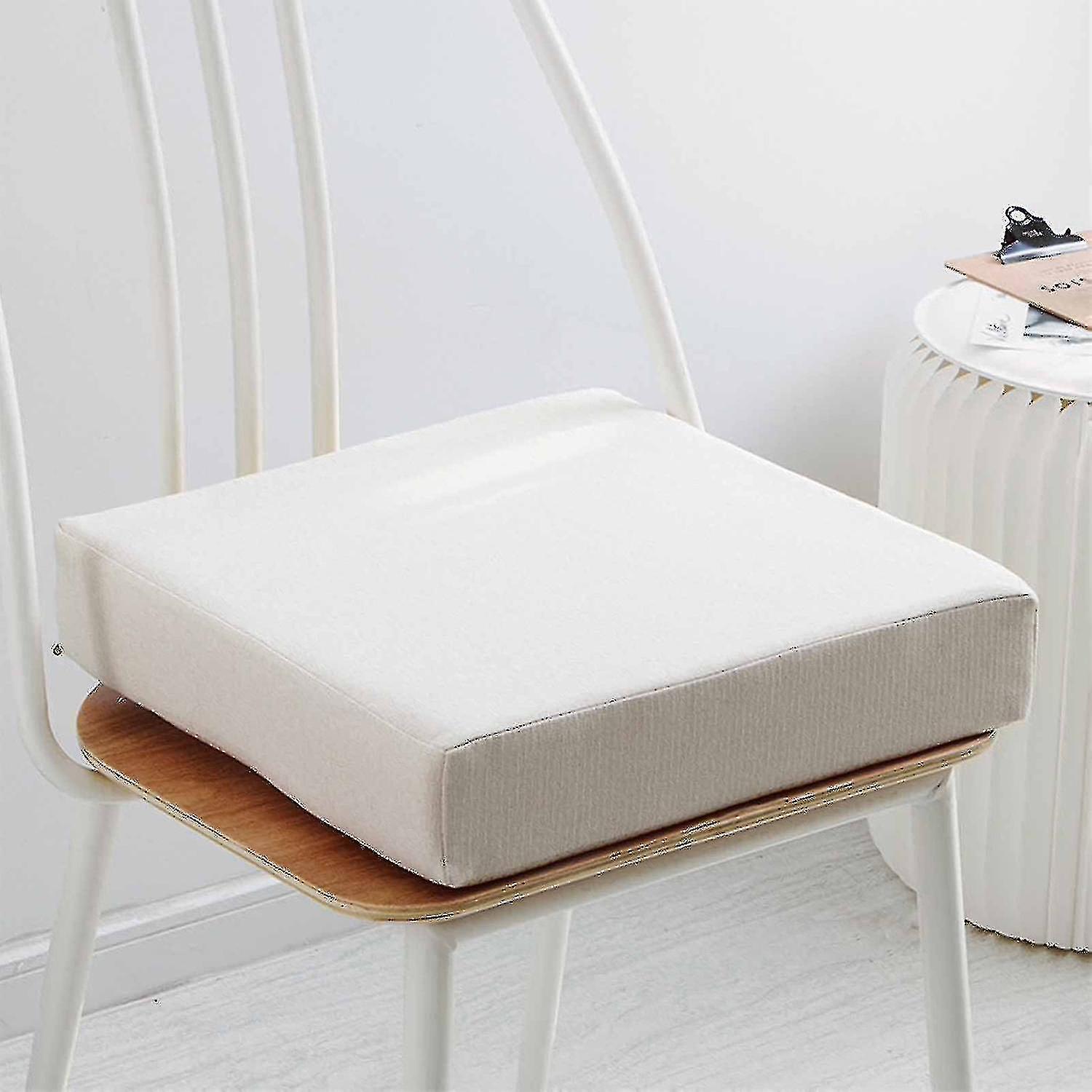 Coussin Tabouret Carré Avec Attaches - Mousse Haute Densité - Housse Coton/lin Lavable - Antidérapant - Bureau/maison - 6