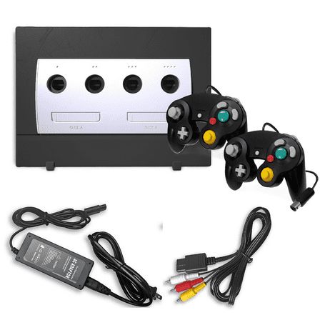 Restored Nintendo Gamecube Game Console with 2 Retrofam Controllers, Black (Refurbished)