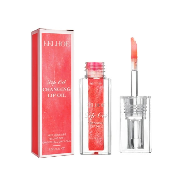 Weiqiqre Deals 6.5ml Color-changing Lip Oil Lip Plumping Essence Lip Balm Lightening Lip Lines Non-stick Cup Non-fading Lip Glaze Moisturizing Lip Essence Oil