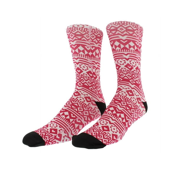 Sof Sole Mens Breast Cancer Awareness Digital Design Crew Socks Pink L, Color: Pink/White/Black