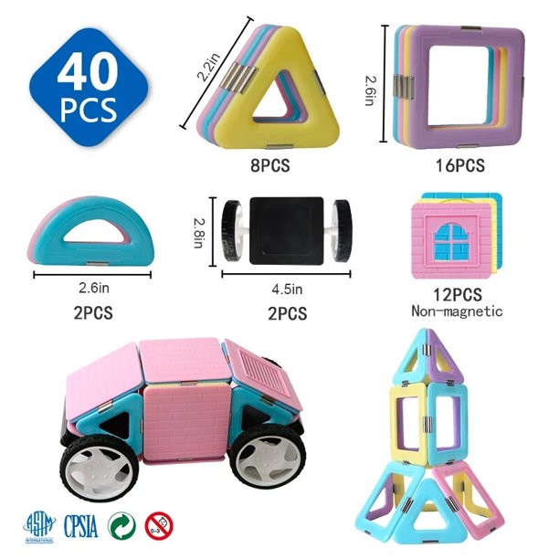 Azulejos magnéticos de Color Macaron para niños y niñas, bloques de construcción, juguetes educativos, regalos de cumpleaños
