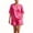Hot Pink, variant on Women's Linen-Blend Relaxed Fit Two-Piece Set, Mandarin Collar Short Sleeve Top with Matching Elastic Waist Shorts, Casual Outfit for Everyday Wear and Vacation