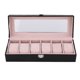 thumbnail image 3 of Caja de reloj de cuero PU con 6 ranuras, vitrina organizadora, almacenamiento de joyas (negro), 3 of 8
