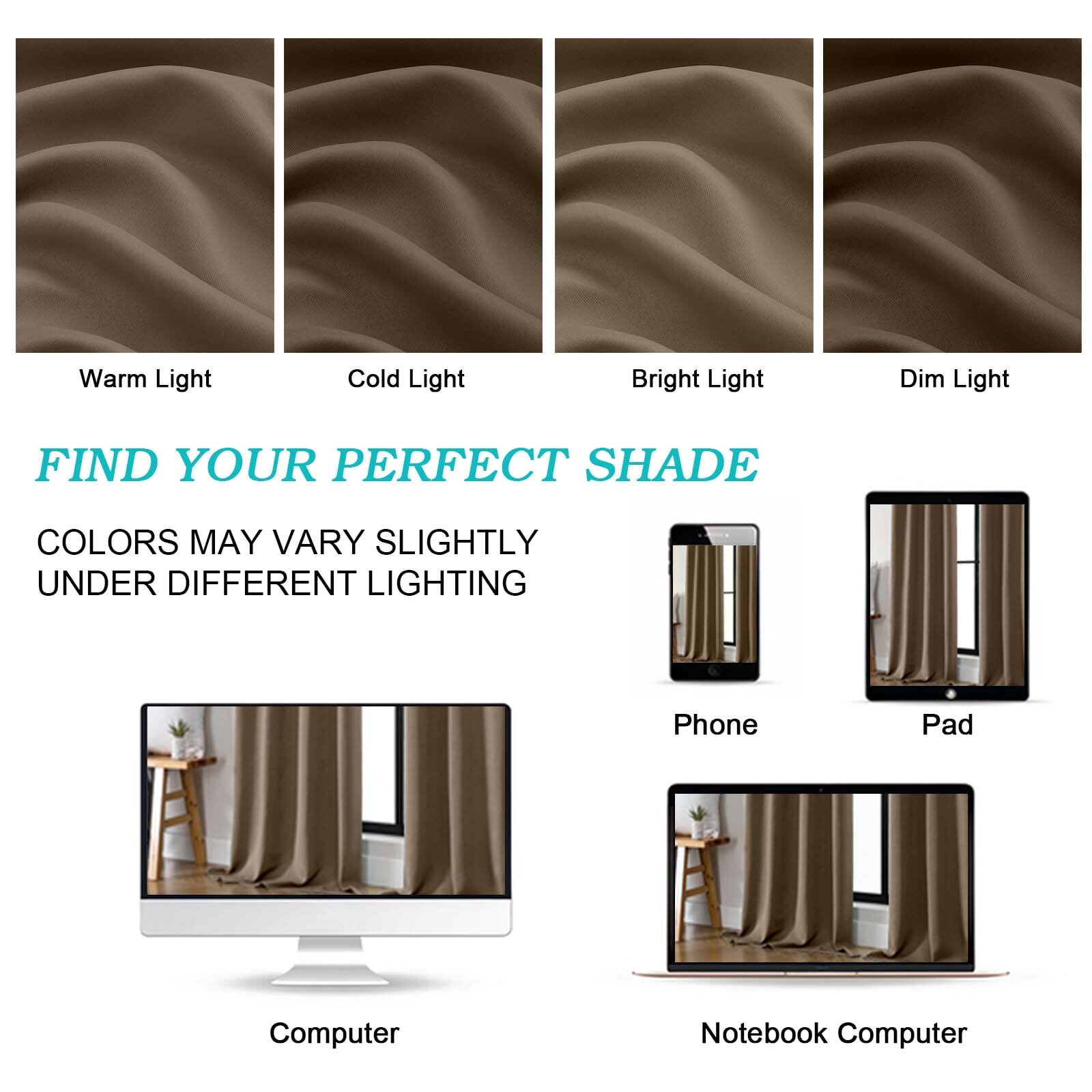 Patin Brown Blackout Curtains for Bedroom 90 Inches Long 2 Pcs, Rod Pocket Room Darkening Window Curtains, Privacy Thermal Insulated Drapes for Living Room Dining Room, Each Panel 50" W x 90" L