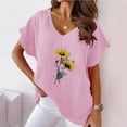 thumbnail image 2 of Womens Summer Tops Casual Linen Long Dress Shirts to Wear with Leggings Short Sleeve Tunic Tops for Women 3Xl, 2 of 4