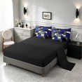 thumbnail image 4 of Manfei Navy Blue Gray Square Full Size Bedding Sets, Minimalism Geometric Grid Full Size Bed in a Bag, Black Reversible 7pcs, 4 of 6