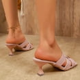 thumbnail image 4 of Kitten Heels for Women Fashion Strappy Open Toe Mule Sandals Summer Dress Slip on Slides Low Heel Slippers Pink Size 11, 4 of 7