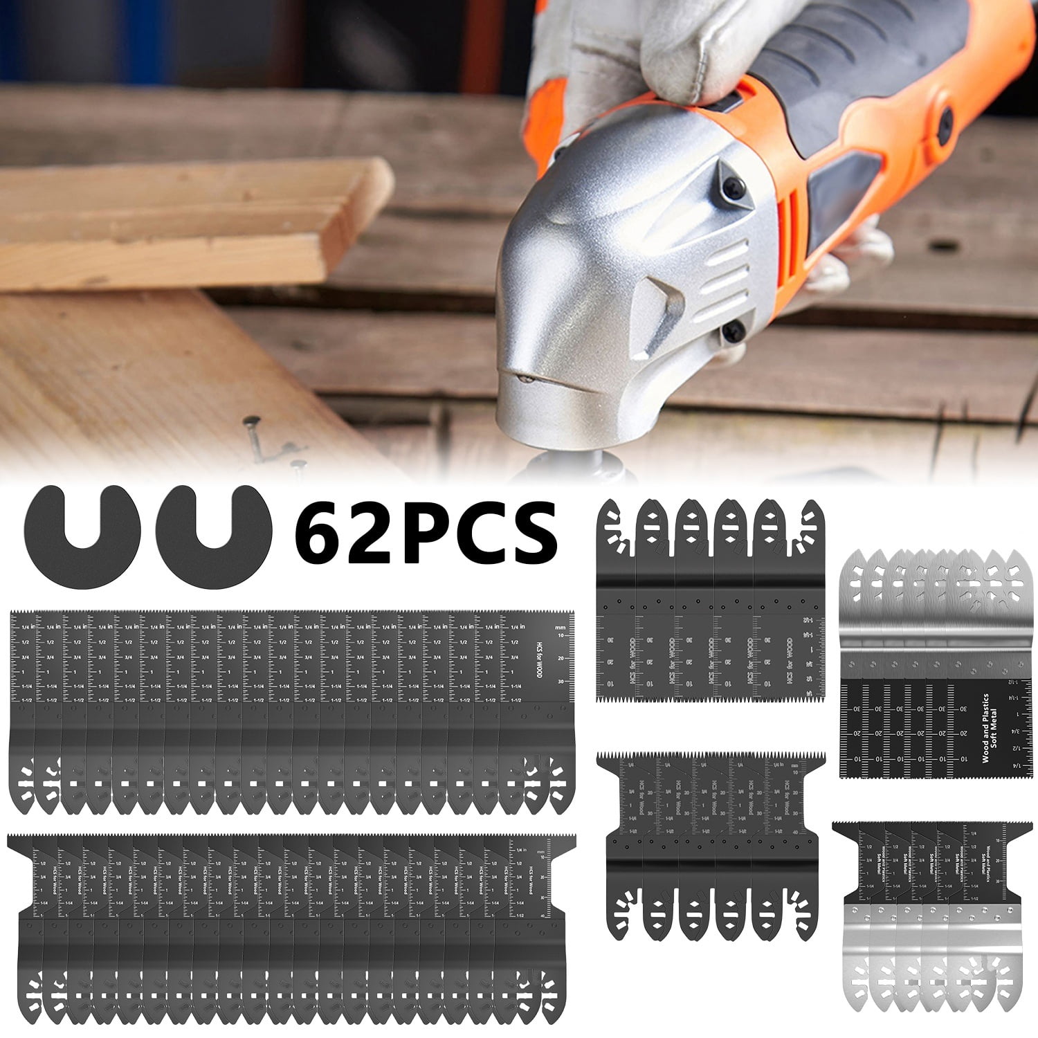 Willstar 62PCS Full Oscillating Multi Tool Saw Blade Carbon Steel