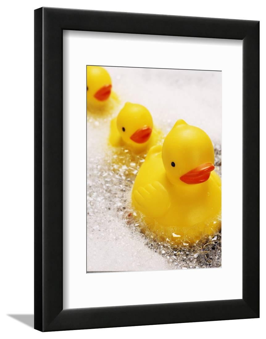 Rubber Ducks in Bath Framed Print Wall Art By John Miller