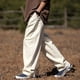 thumbnail image 5 of Pantalones de trabajo rectos de tubo para hombre, holgados, con cremallera y bolsillo, estilo retro, informales, largos, 5 of 6