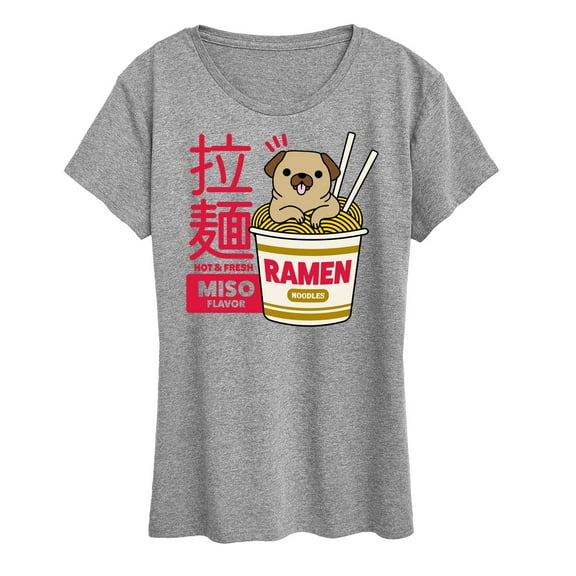 Instant Message - Ramen Pug - Women's Short Sleeve Graphic T-Shirt