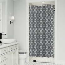 Gray Geometric Quatrefoil Pattern Shower Curtain 36"x72" ,Bathroom Decorative Shower Curtains Set with 12 Hooks,Modern Waterproof Washable Shower Curtain