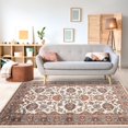 thumbnail image 2 of Floral Medallion Border Lille Area Rug, 7' x 9', Brown-Salmon, 2 of 6