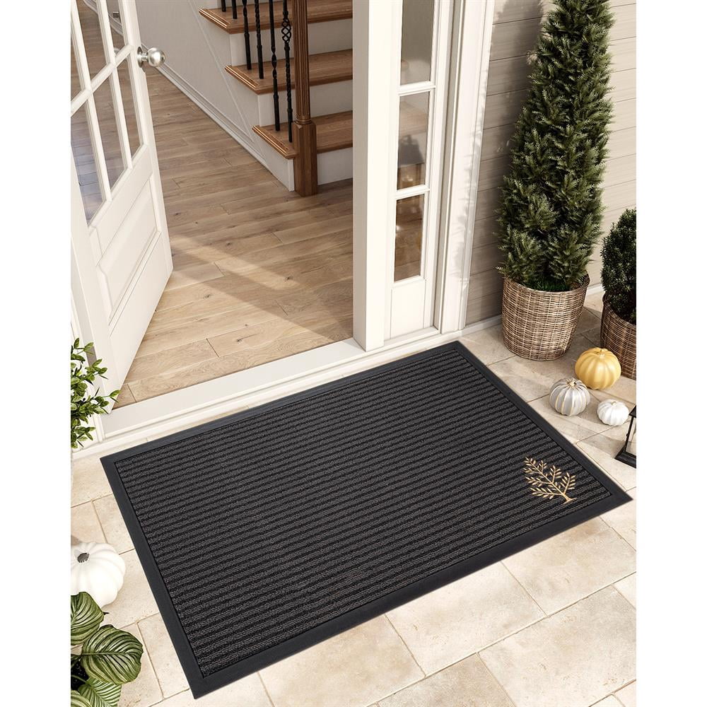 Topcobe Outdoor Doormat, Heavy Duty Front Door Mat, Trap Dirt Non-Slip Welcome Mat, Easy Clean Embroidered Floor Mat for Entryway, Patio, Porch, 47"x71"