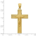 thumbnail image 3 of 14K Yellow Gold Charm Pendant Themed 47 mm 27 Textured Crucifix Latin Cross, 3 of 4