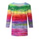 thumbnail image 3 of Gibobby Playera TéRmica Ligera Mujeres Daily Tie Dyed Vintage Print O Neck Tops Manga de cuartos Cuello redondo Camiseta Impreso Flower Loose Side Split Blusa Túnica（Rojo， XL), 3 of 4