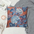 thumbnail image 2 of Creowell Chinoiserie Peony Blue Red Throw Pillow Case Square Cozy Pillow Cover Home Decor for Living Room Sofa Car Cushion, 2 of 5