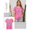 thumbnail image 2 of ZXSXSY Women's Graphic Tees Floral Print Tops Color Block Crew Neck Short Sleeve Casual T-Shirts, 2 of 7