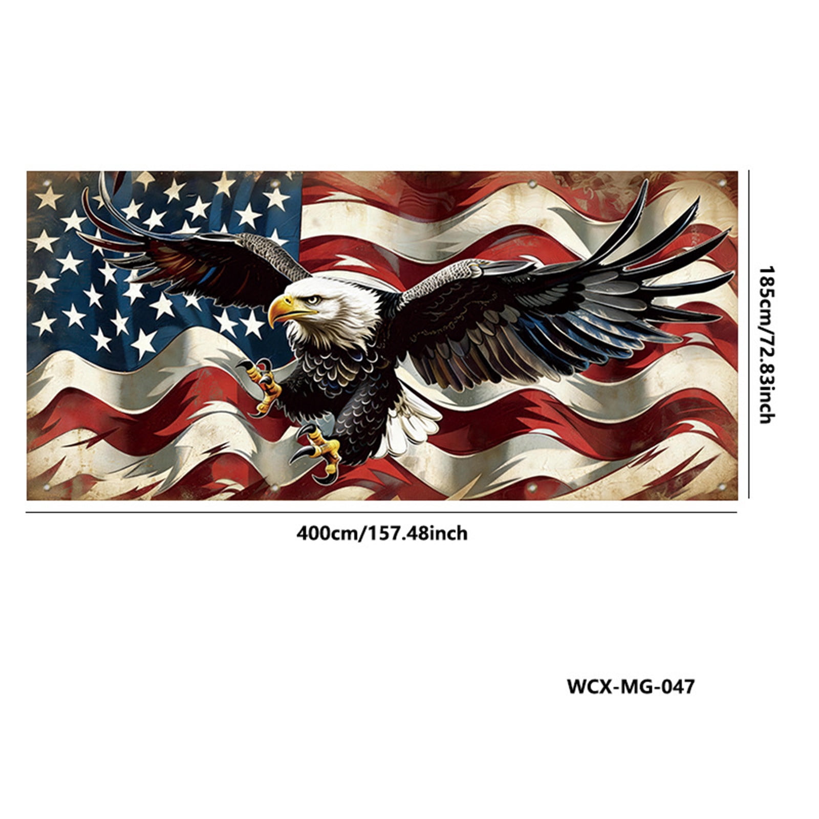 157.4X72.8 In 250Th Usa Anniversary Patriotic Garage Door Cover Bird Flag 4Th Of July Decor