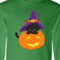 thumbnail image 4 of Inktastic Black Cat, Pumpkin, Cat With Witch Hat, Halloween Long Sleeve T-Shirt, 4 of 5