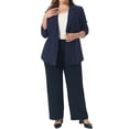 thumbnail image 2 of Agnes Orinda Women's Plus Size Fall Workwear Notched Lapel Button Down Office Blazer 2X Navy Blue, 2 of 6