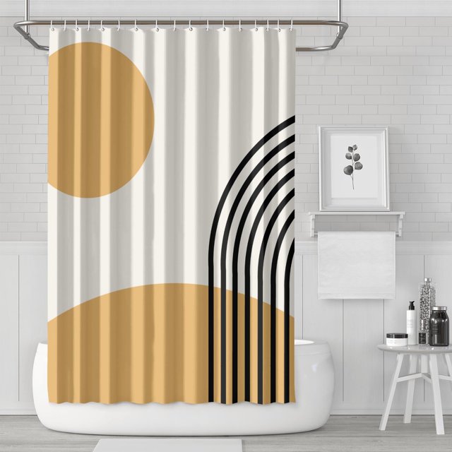 Bohemia Bathroom Bathroom Curtain Shower Curtain Liner, Set with 12 Hooks and Polyester Material, Machine-Washable, Bath Curtain Fade-Resistant, Waterproof Weighted Hem Long, 72" W X 72" H