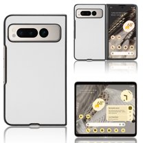 ELEHOLD Leather Case for Google Pixel Fold, Lychee Pattern Leather Back Cover Slim Lightweight Shockproof Phone Case for Google Pixel Fold 2023,White