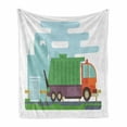 thumbnail image 1 of Garbage Truck Soft Flannel Fleece Throw Blanket, Doodle Style Interpretation of a Garbage Transportation Container on Road, Cozy Plush for Indoor and Outdoor Use, 70" x 90", Multicolor, by Ambesonne, 1 of 6